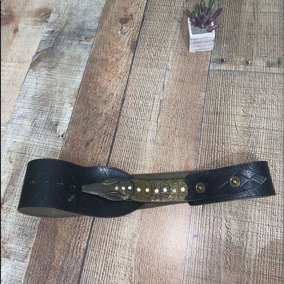 Vintage wide tapered alligator/crocodile belt‎ main image 5